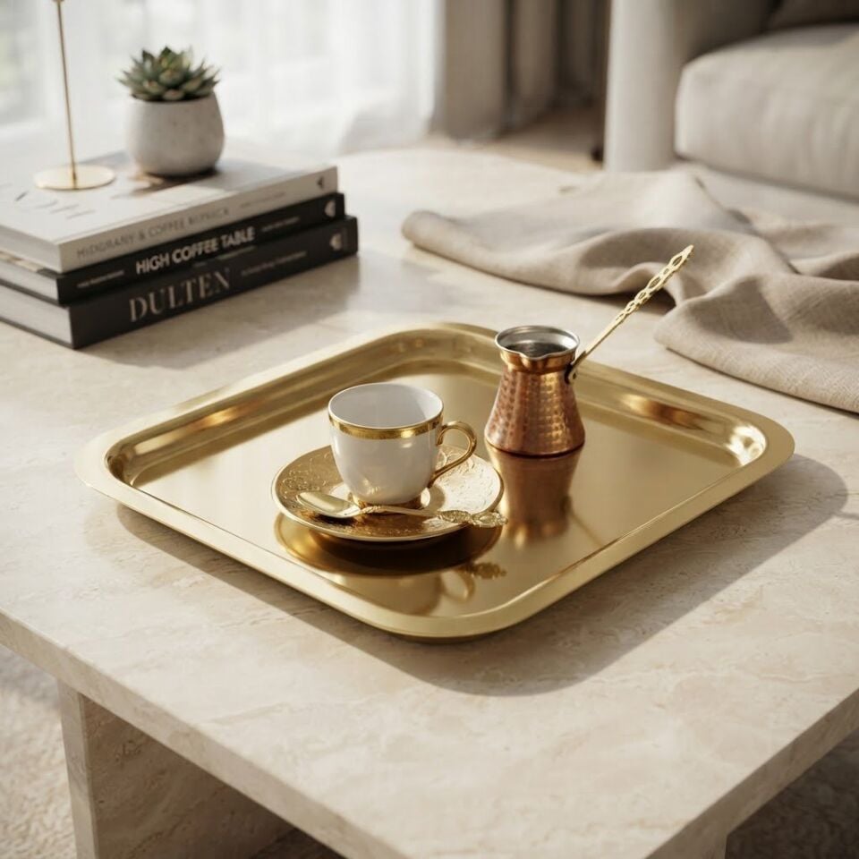Tepsi Kare Gold 22x22 CM