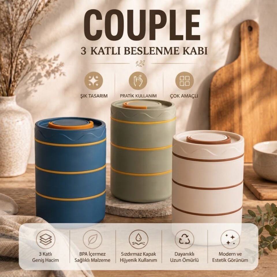 Beslenme Kabı Couple 3 Katlı