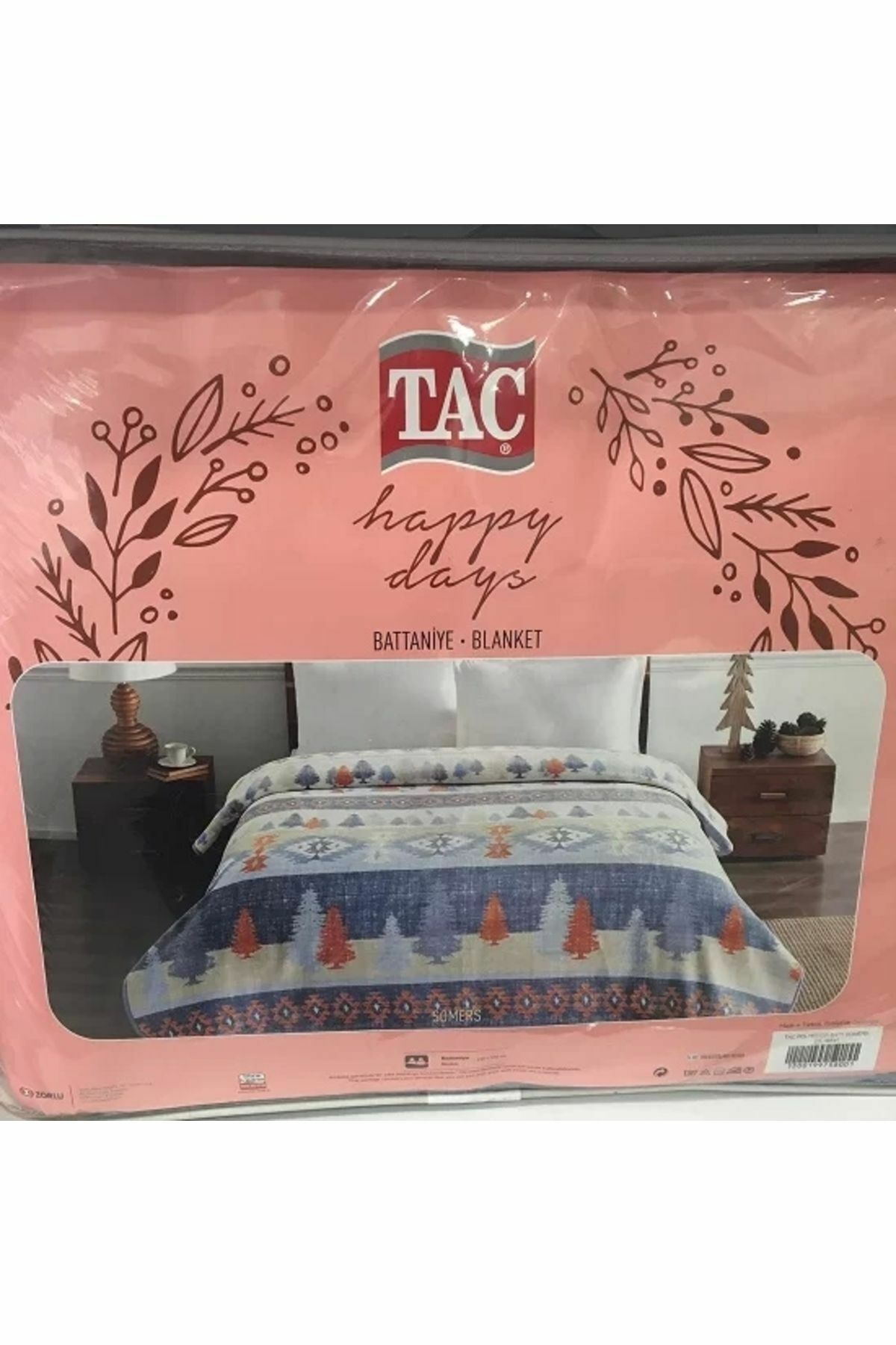 Teks 6061 Battaniye Polyester Çift Kişilik Mavi-gri