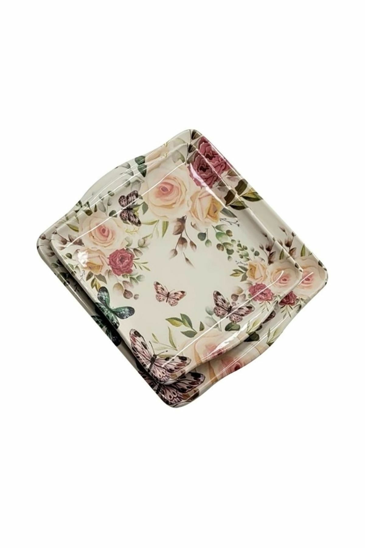 Yns 9901007dıgı Sunum Tabak Çiçekli 2'li 18*21 Cm