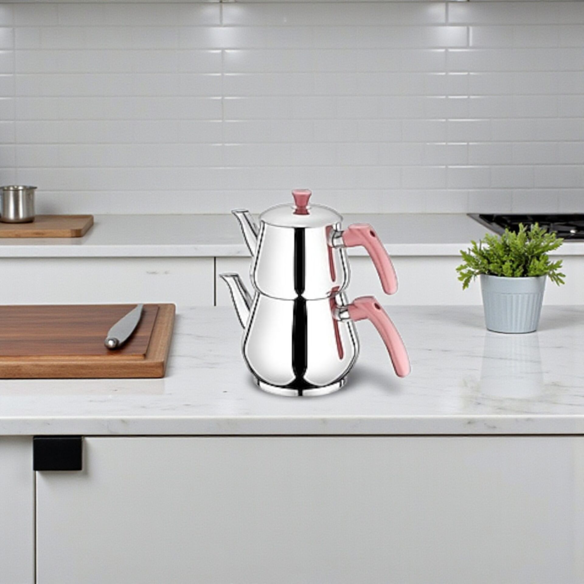 Gme 0760 Çaydanlık Orta Küre Pembe-fuşya 4 Prç.