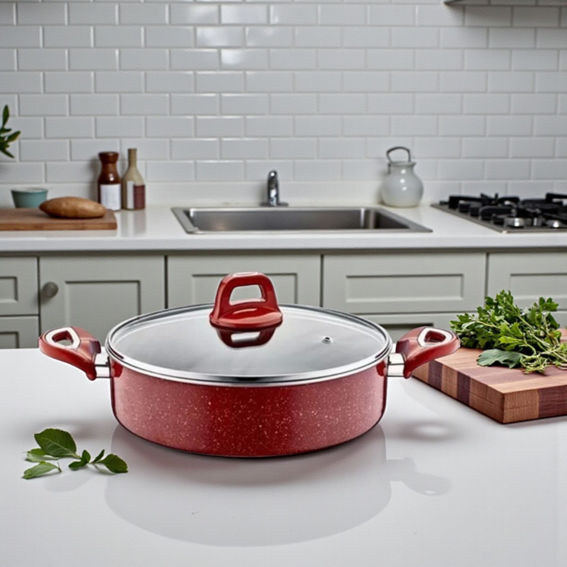 Kahraman KAH 3148 Kiremit Basık Tencere 22 cm