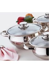 Mercan 6 Parça Çelik Tencere Takımı Cam Kapak Fma290223