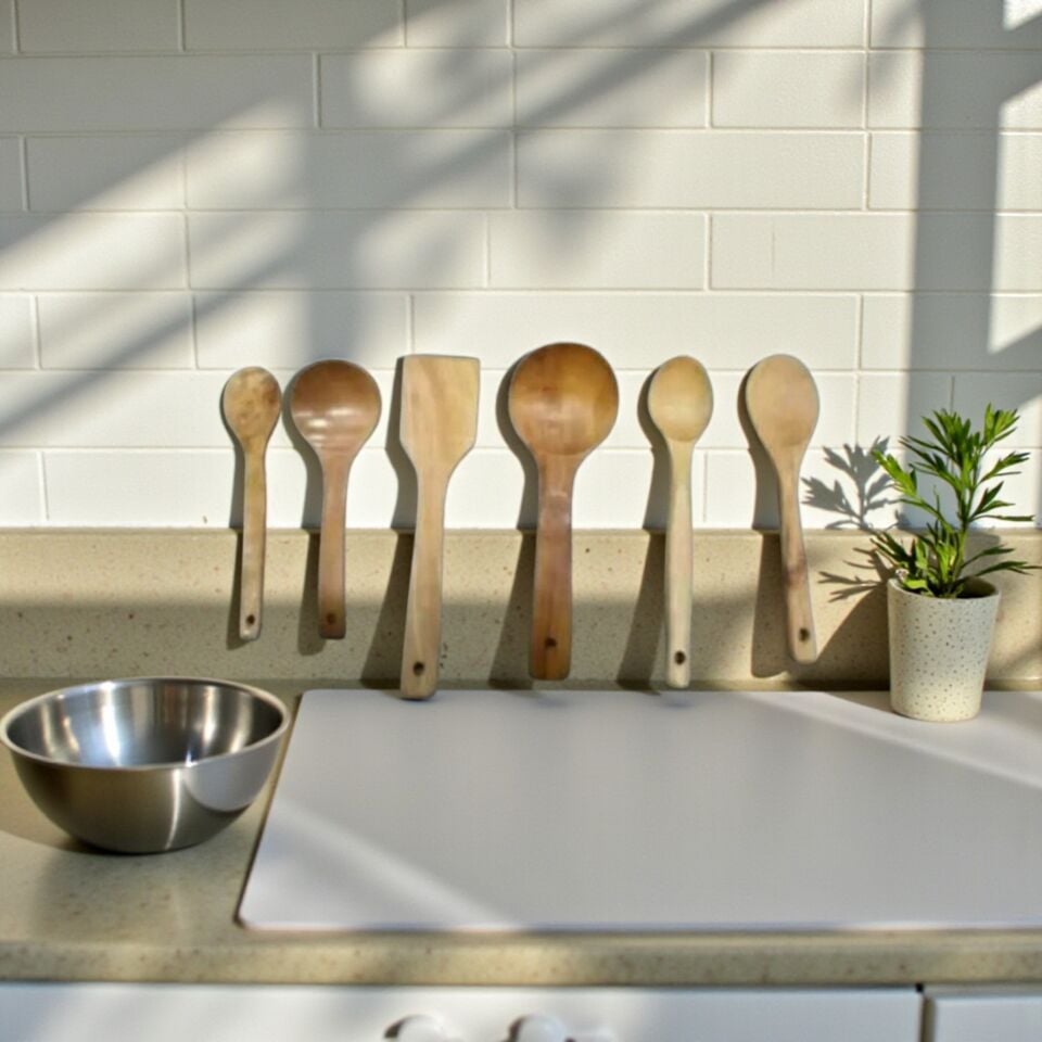 Bambu Ithal Ahşap Kaşık Set 6 Parça