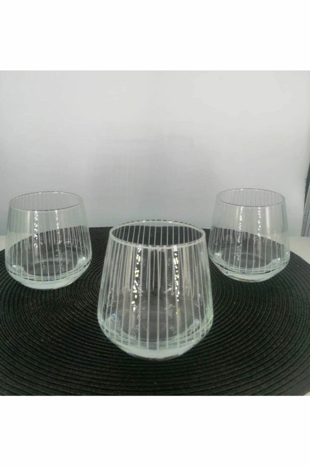 Lal361/ks Meşrubat Su Bardağı Çizgili Desen 3 Adet 345 Cc