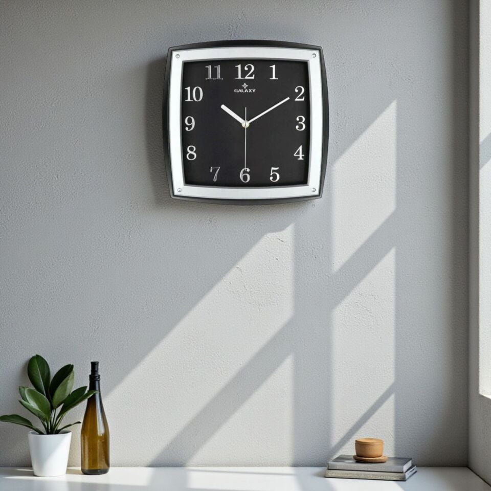 DUVAR SAATİ KABARTMA RAKAM GRİ KARE
