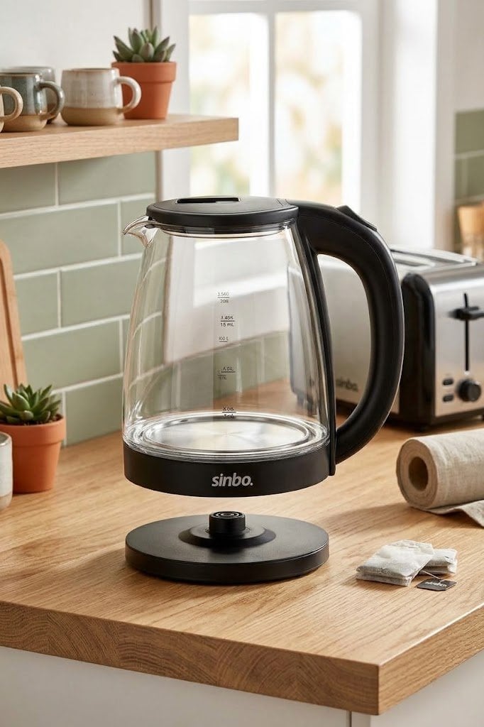 SİNBO SU ISITICISI KETTLE CAM HAZNELİ KABLOSUZ