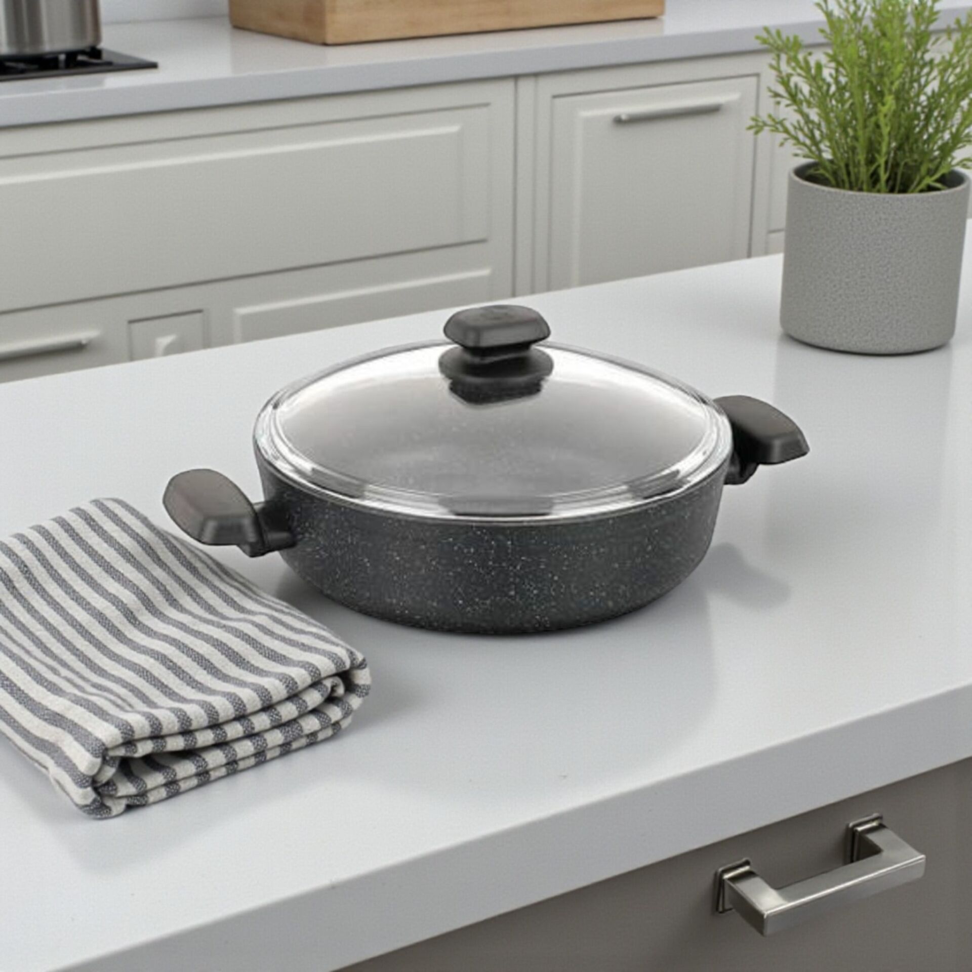 Korkmaz KOR A1843 Ornella Kısa Granit Tencere 24x6,5 cm 2,5 Litre