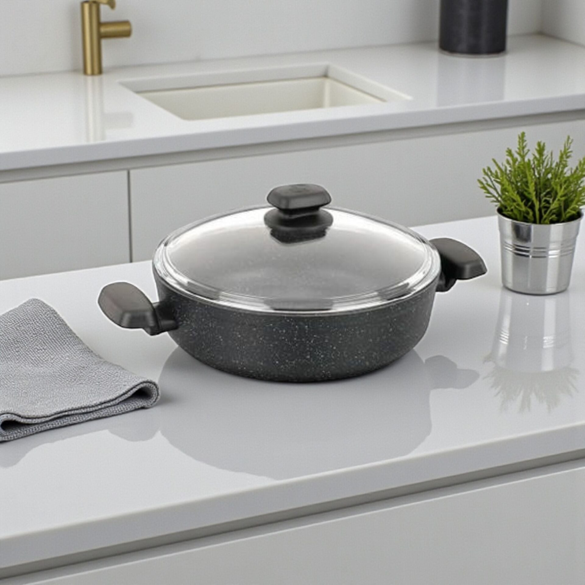 Korkmaz KOR A1345 Ornella Kısa Granit Tencere 28x7,5 cm 4 Litre