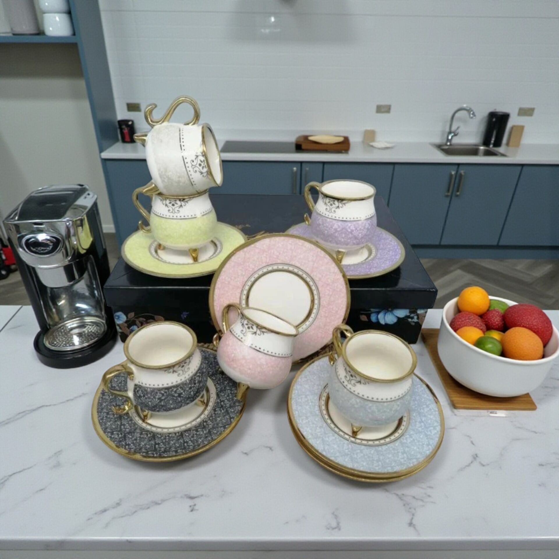 MTR 2024314 Kahve Fincanı Renkli Tombul 6'LI