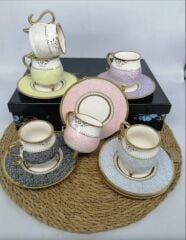 MTR 2024314 Kahve Fincanı Renkli Tombul 6'LI