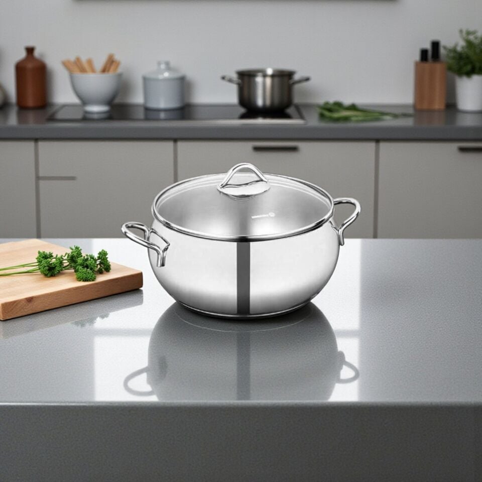 Korkmaz KOR A1075 Tombik Derin Çelik Tencere 24x12 cm 5,5 Litre