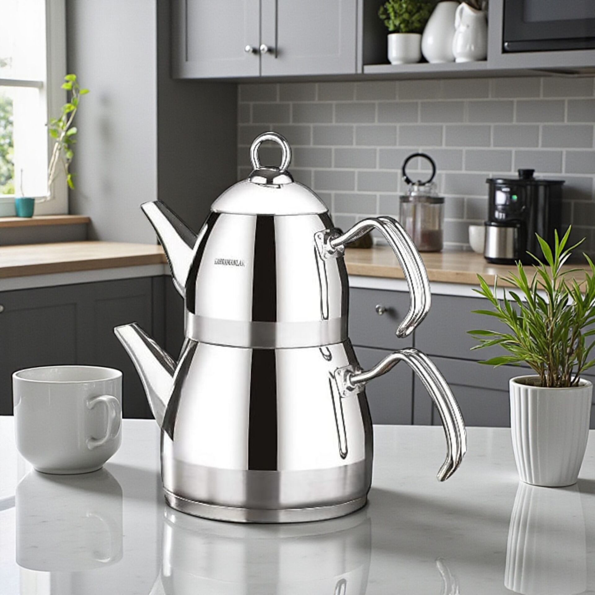 Kahramanlar Roma Platin Orta Boy Çaydanlık