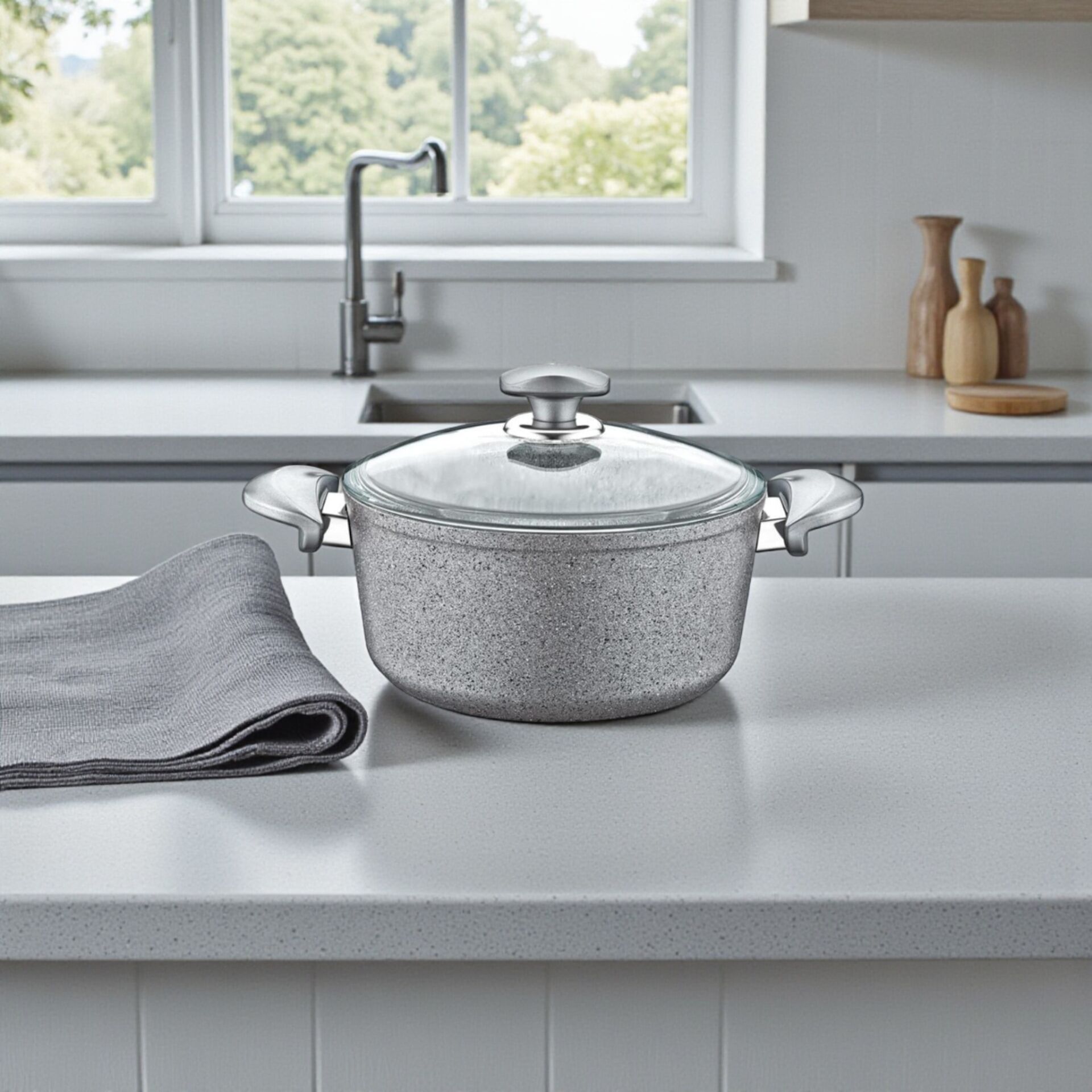 3110-24/gri Granit Derin Tencere Gri 24x12 Cm