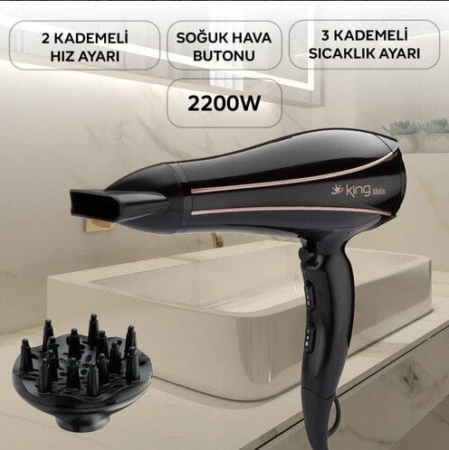 King Malin Siyah Saç Kurutma Makinesi