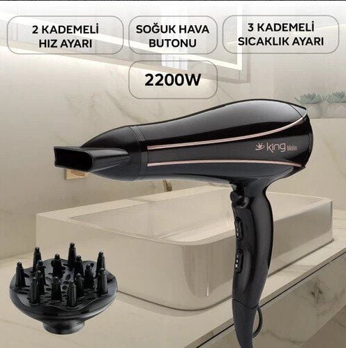 King Malin Siyah Saç Kurutma Makinesi