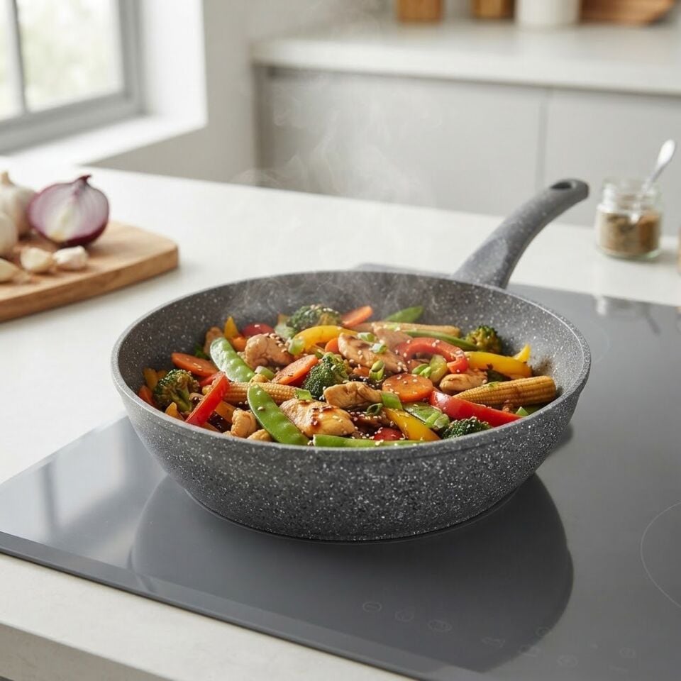 Tava Wok Granit Gri 28X9 Cm