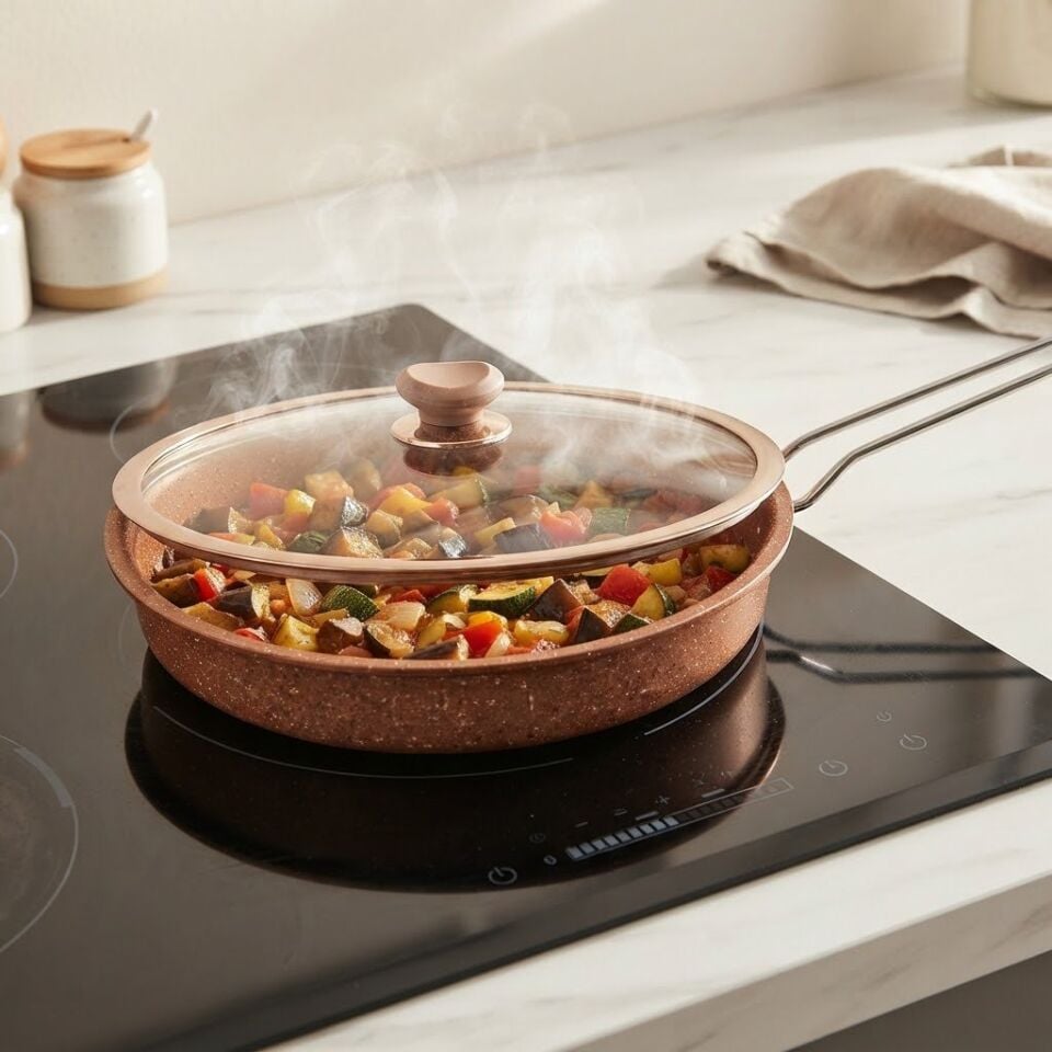 Hamsi Tava Granit Metal Kulp Kahve 32 Cm
