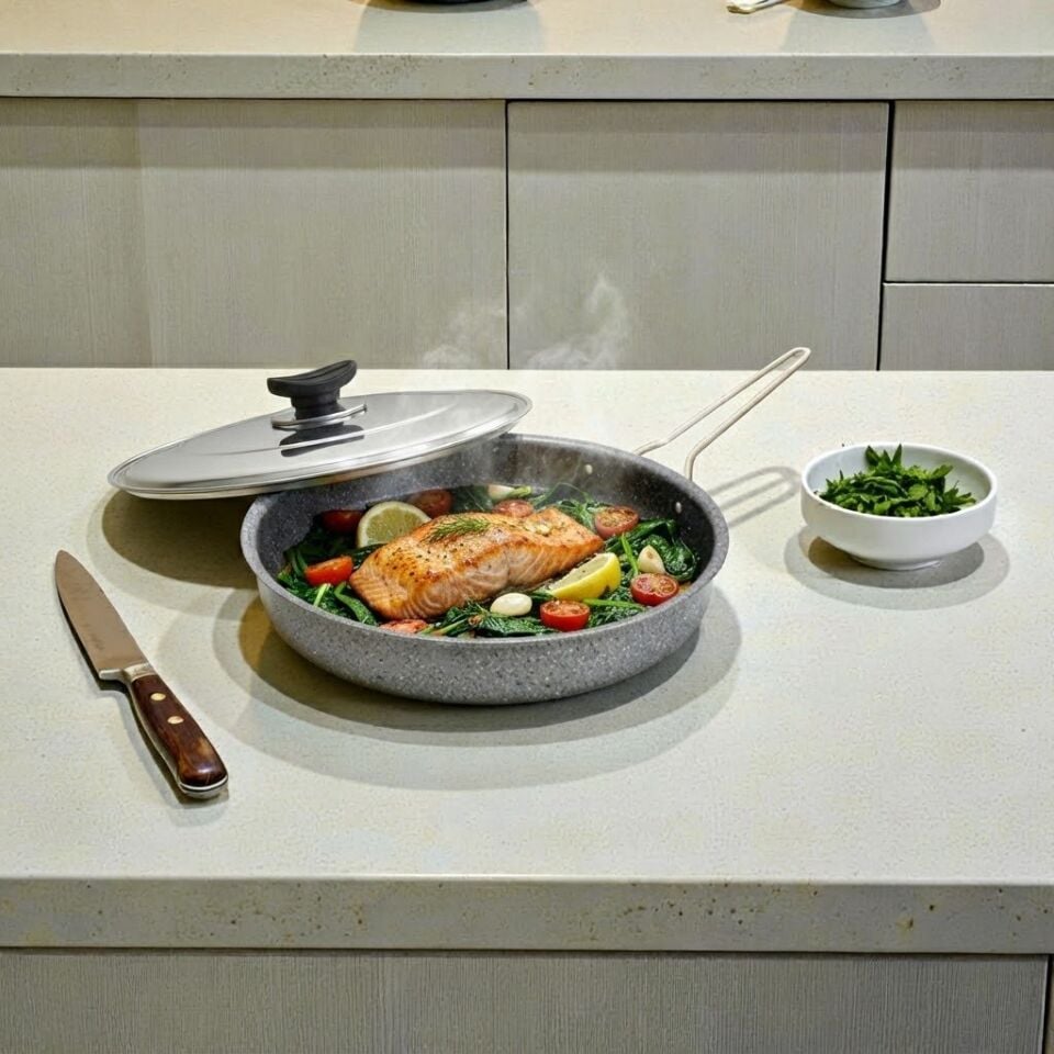 Hamsi Tava Granit Metal Kulp Gri 34 Cm
