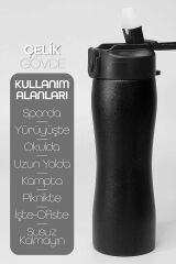 Penguen PNG 0714 Komple Paslanmaz Çelik Matara Pipetli Mat Renk Spor Matarası Suluğu 750 ML